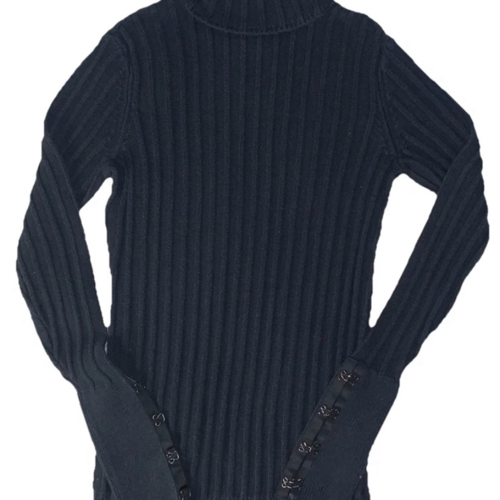 Simply Vera Wang womens Black Ribbed turtleneck Sweater